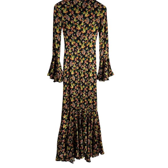 Caroline Constas Allonia Black Multicolor Floral Long Sleeve Trumpet Gown 0 - Picture 11 of 14
